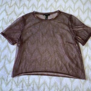 Oversized Maroon Mesh Crop Top